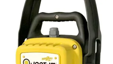 Close-up of a Whizzard Quantum Trimm System by Bettcher Industries, showing its yellow body and black handle.